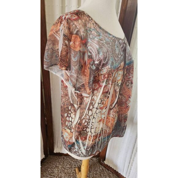 F86 One World 'live and let live' orange and brown with sparkly silver stud deco - Picture 2 of 11